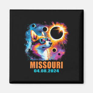 Aimant Totalité Total Solaire Eclipse 2024 Missouri Corgi
