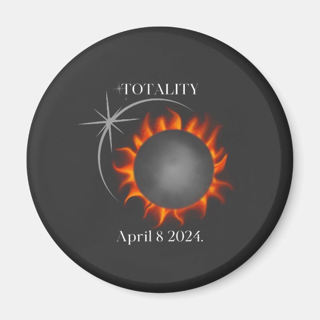 Aimant Totalité Total Solaire Eclipse 2024 USA (Devant)