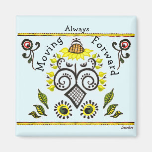 Aimant Toujours aller de l'avant Sunflower Folk Motif