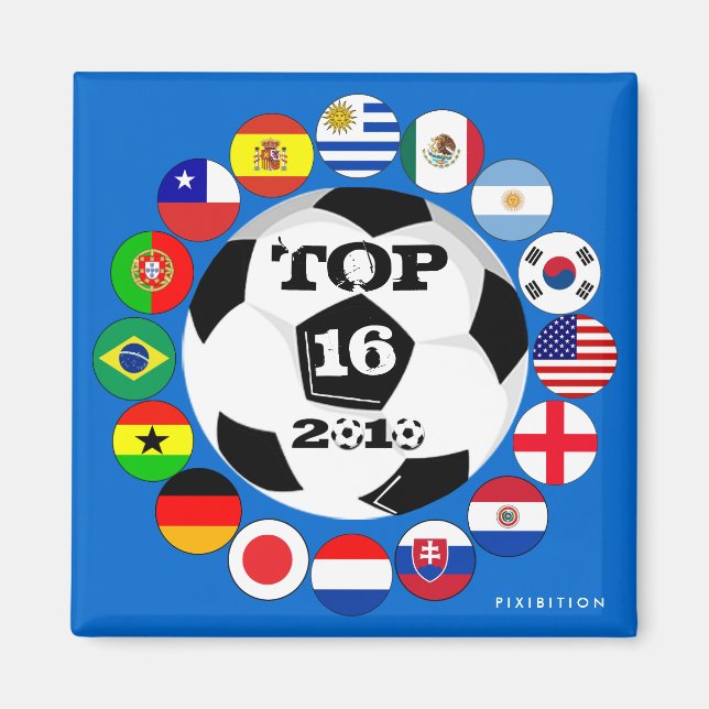 Aimant Tour De 16 Drapeaux De L'Équipe Coupe Du Monde D'O (Devant)