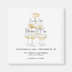 Aimant Tour de champagne Mariage Noir & Or Enregistrez la