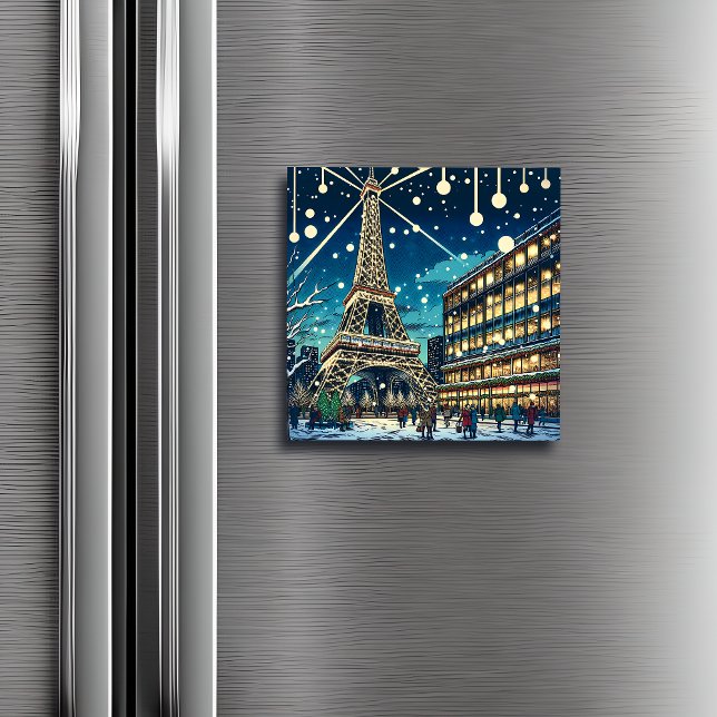 Aimant Tour Eiffel à Paris, France à l'heure de Noël (Créateur téléchargé)