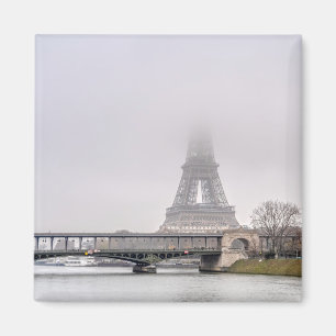 Aimant Tour Eiffel et pont Bir-hakeim par jour de brumes