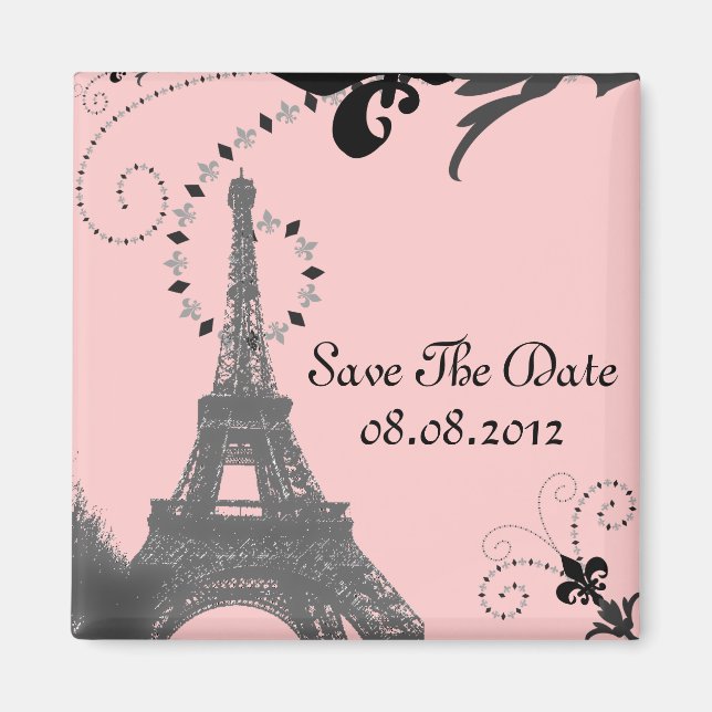 Aimant Tour Eiffel vintage romantique mariage à Paris (Devant)