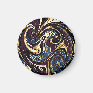 Aimant Tourbillon Marbré Violet Or Bleu Abstrait