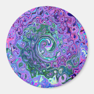 Aimant Tourbillon Vert et Violet Abstrait Rétro Groovy