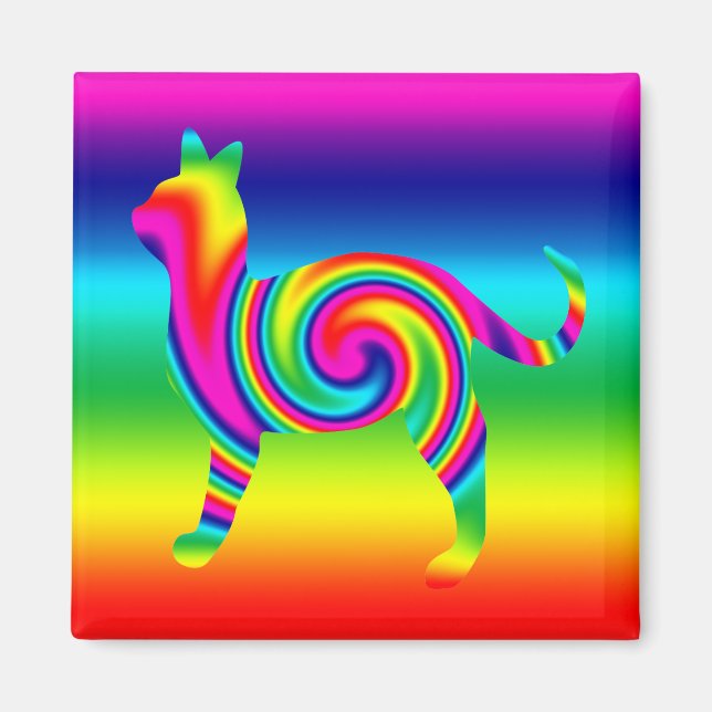 Aimant Tournage arc-en-ciel en forme de chat (Devant)