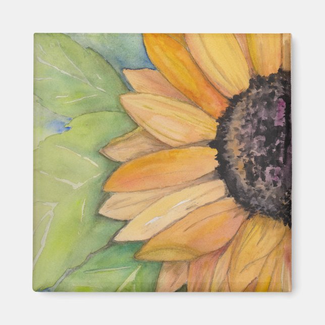 Aimant Tournesol aquarelle (Devant)