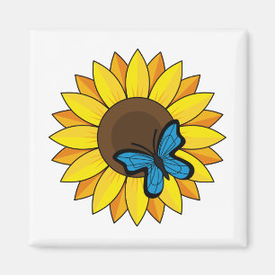 Aimant Tournesol et papillon bleu