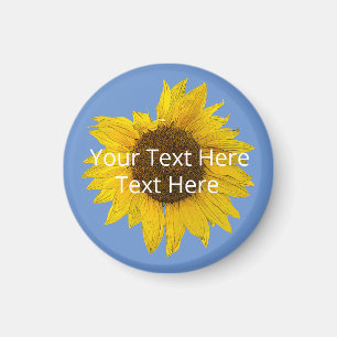 Aimant Tournesol sur Arrière - plan bleu personnalisé