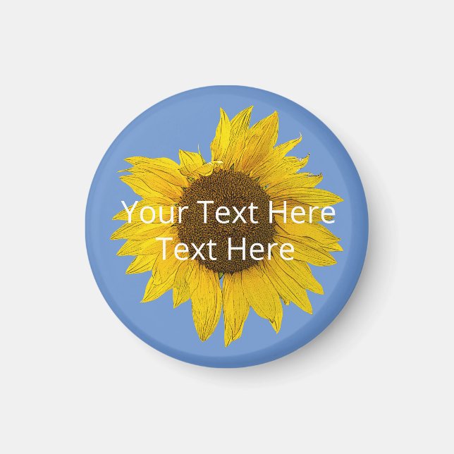 Aimant Tournesol sur Arrière - plan bleu personnalisé (Devant)