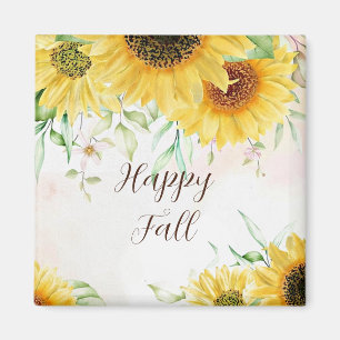 Aimant Tournesols d'automne avec texte personnalisable