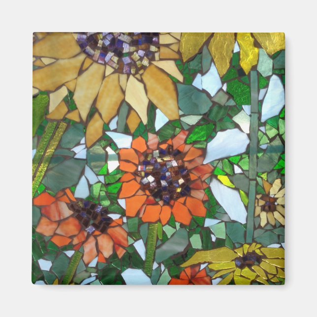 Aimant Tournesols mosaïques (Devant)