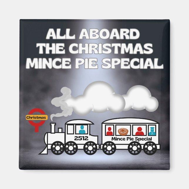 Aimant Tous à bord de Noël Mince Pie Spécial (Devant)