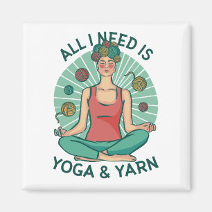 Aimant Tout ce dont j'ai besoin est Yoga et Yarne Phrase