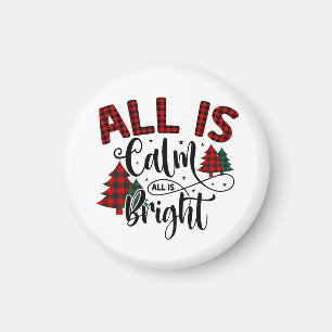 Aimant Tout est calme Tout est lumineux Buffalo Plaid Mot