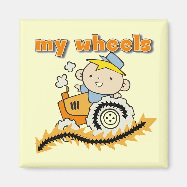Aimant Tracteur mes T-shirts et cadeaux de roues (Devant)