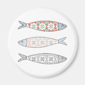 Aimant Traditional Portuguese icon. Colored sardines
