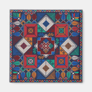 Aimant Traditionnel Palestine Broderie tatreez coloré