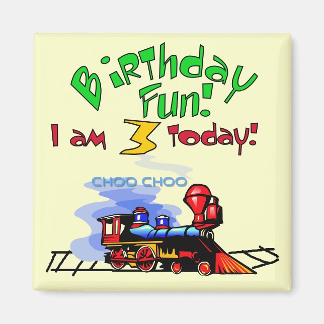 Aimant Train 3e Anniversaire Tshirts et cadeaux (Devant)