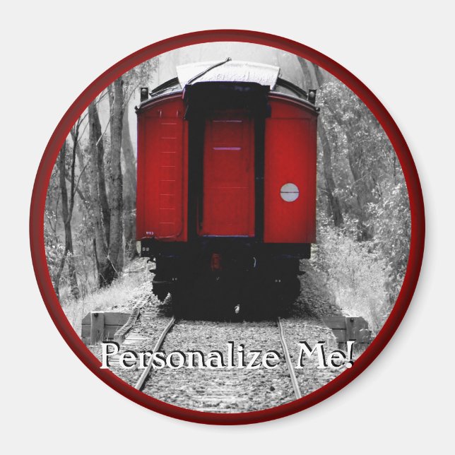 Aimant Train à vapeur à l'ancienne avec Caboose rouge (Devant)