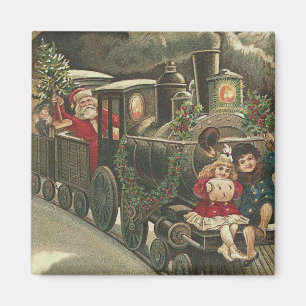 Aimant Train de Noël du Père Noël Guirlande de houx Enfan