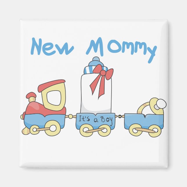 Aimant Train New Mommy of Boy tshirts et cadeaux (Devant)