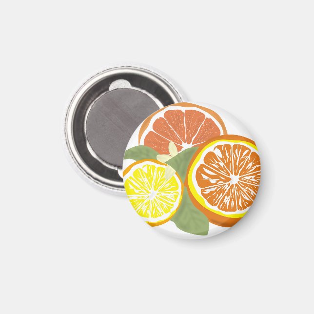 Aimant Tranches de Citron Orange Frais (Recto/Verso)