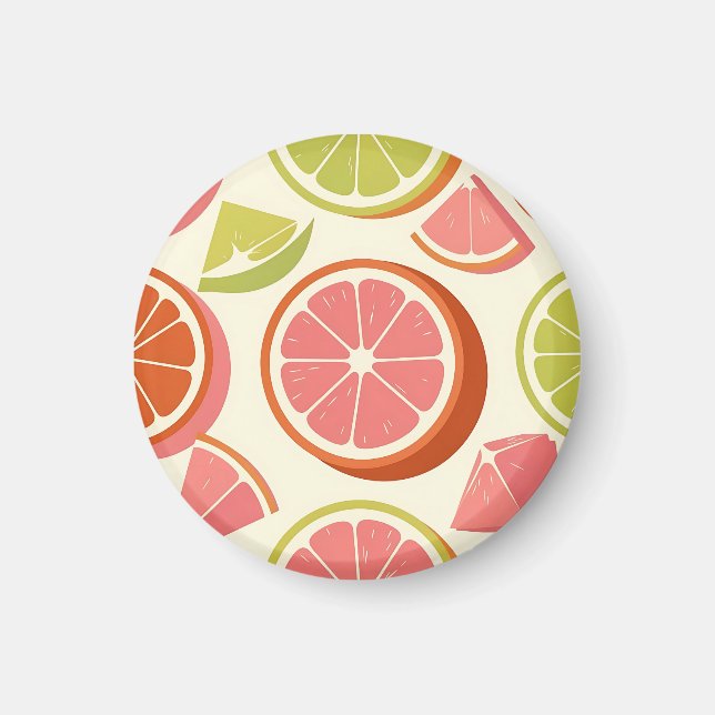 Aimant Tranches de pamplemousse orange citron vert vibran (Devant)