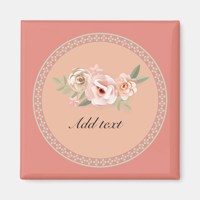 Aimant Tranquillité, belle décoration florale modèle, (Devant)