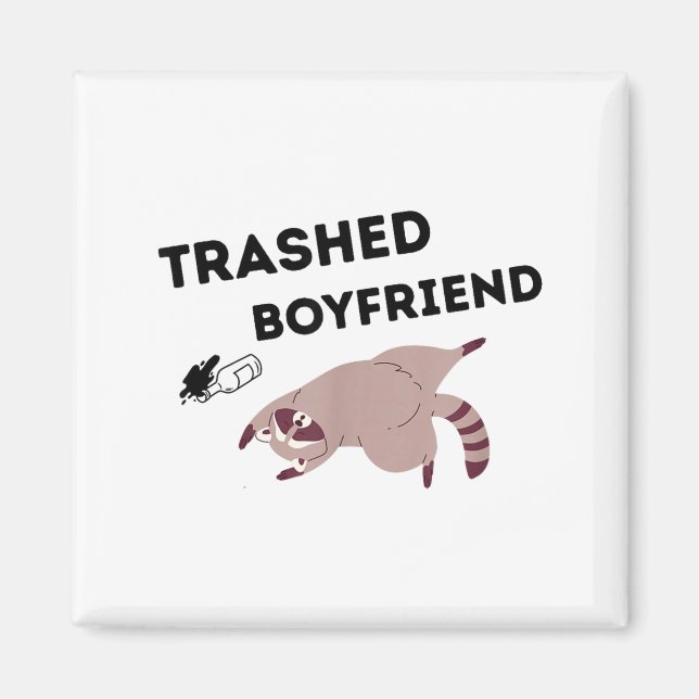 Aimant Trashed Boyfriend, Funny Trashed Panda Couples Pre (Devant)