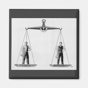 Aimant Travail vintage contre gestion, balance de la just