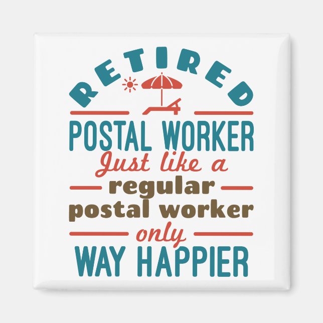 Aimant Travailleur de poste à la retraite heureux drôle M (Devant)