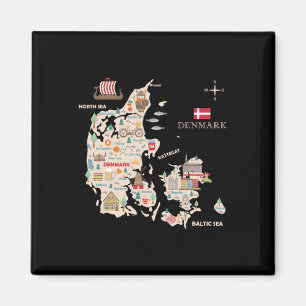 Aimant Travel Europe Danemark Carte Copenhagen Danish Fam