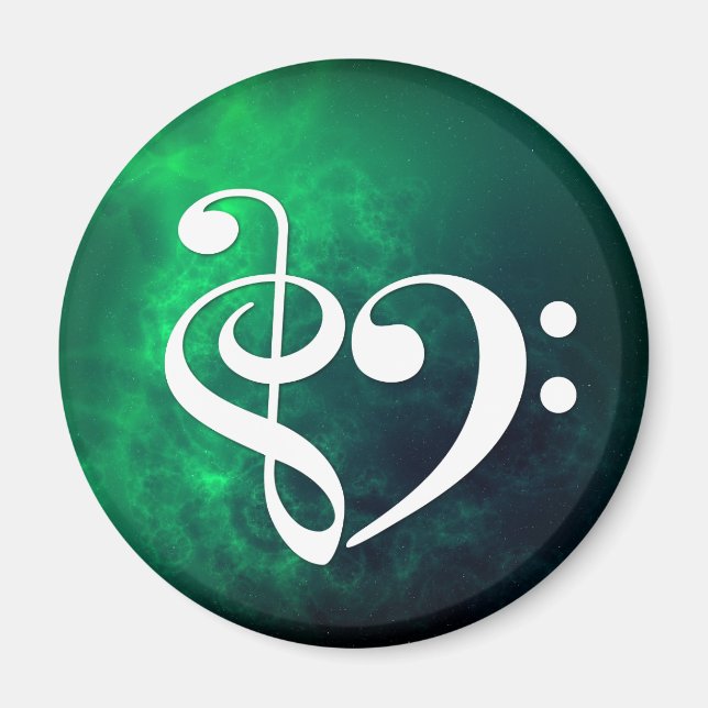 Aimant Treble Clef Bass Clef Coeur Baid Green Nebula (Devant)