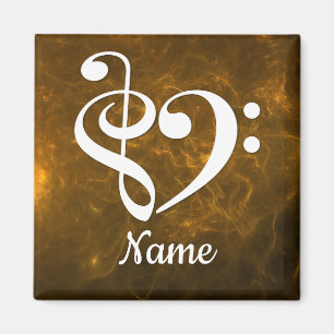 Aimant Treble Clef Bass Clef Heart Gold Nebula Customisé