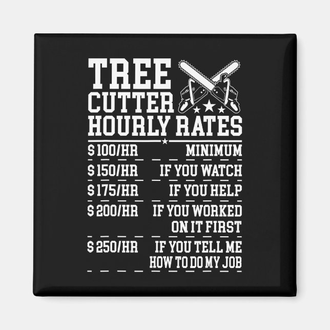 Aimant Tree Cutter Hourly Rate Funny Lumberjack Arborist  (Devant)