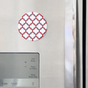 Aimant Trellis blanc et rouge, treillis, Quatrefoil