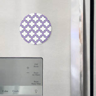 Aimant Trellis blanc et violet, treillis, Quatrefoil