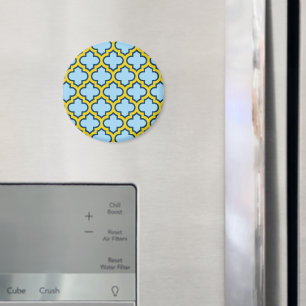 Aimant Trellis bleu et jaune, treillis, Quatrefoil