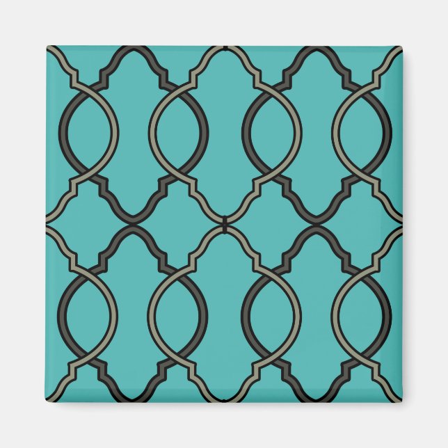 Aimant Trellis bleu géométrique Marocain (Devant)