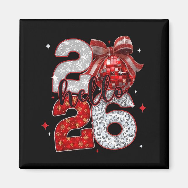 Aimant Trendy New Year’s Eve Hello 2026 Happy New Year Fa (Devant)