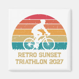 Aimant Triathlon personnalisé Cyclisme Rétro Coucher de s