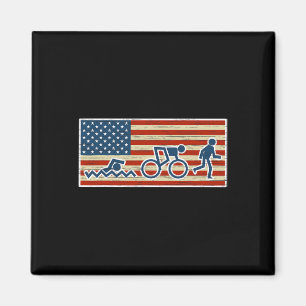 Aimant Triathlon Triathlon Biathlon Drapeau Usa Sports