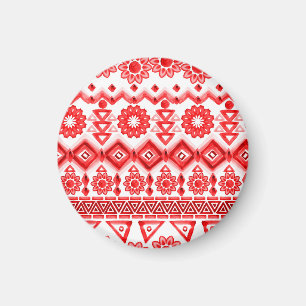 Aimant Tribus rouge, motif ethnique aquarelle.