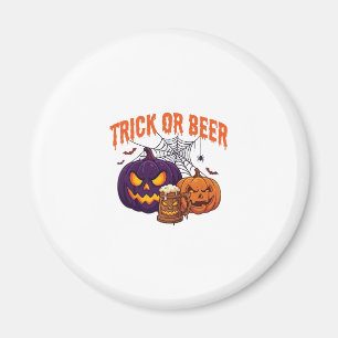 Aimant Trick Or Beer Mug Citrouilles Halloween Toile d'ar