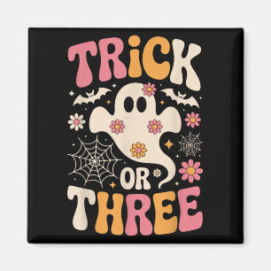 Aimant Trick Or Three 3 Ans Anniversaire Groovy Fantôme H