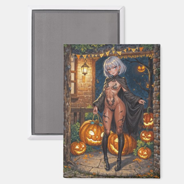 Aimant Trick ou le traitement, Brave Halloween Costume Gi (Recto/Verso)