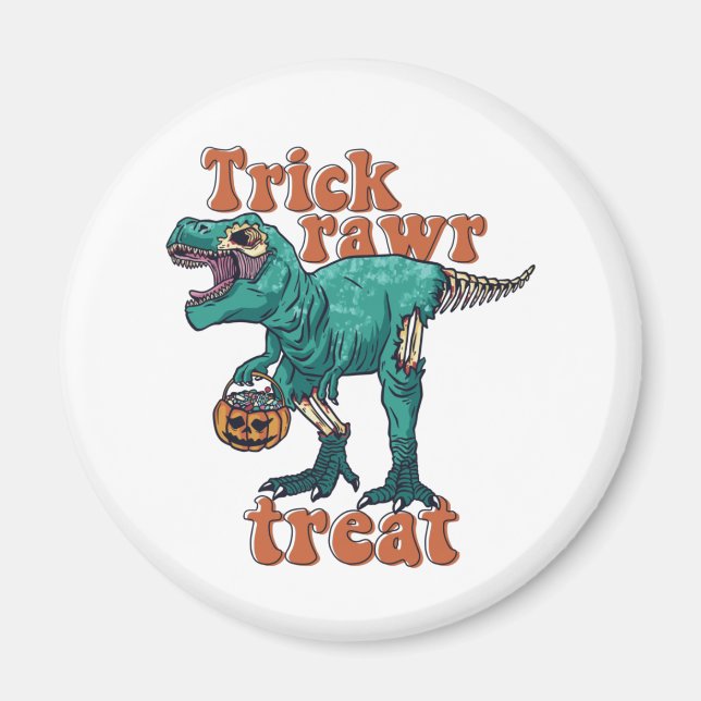 Aimant Trick Rawr Treat Zombie T Rex Halloween Dinosaur (Devant)