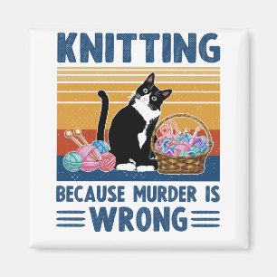 Aimant tricot parce que le meurtre est faux, chat noir, d